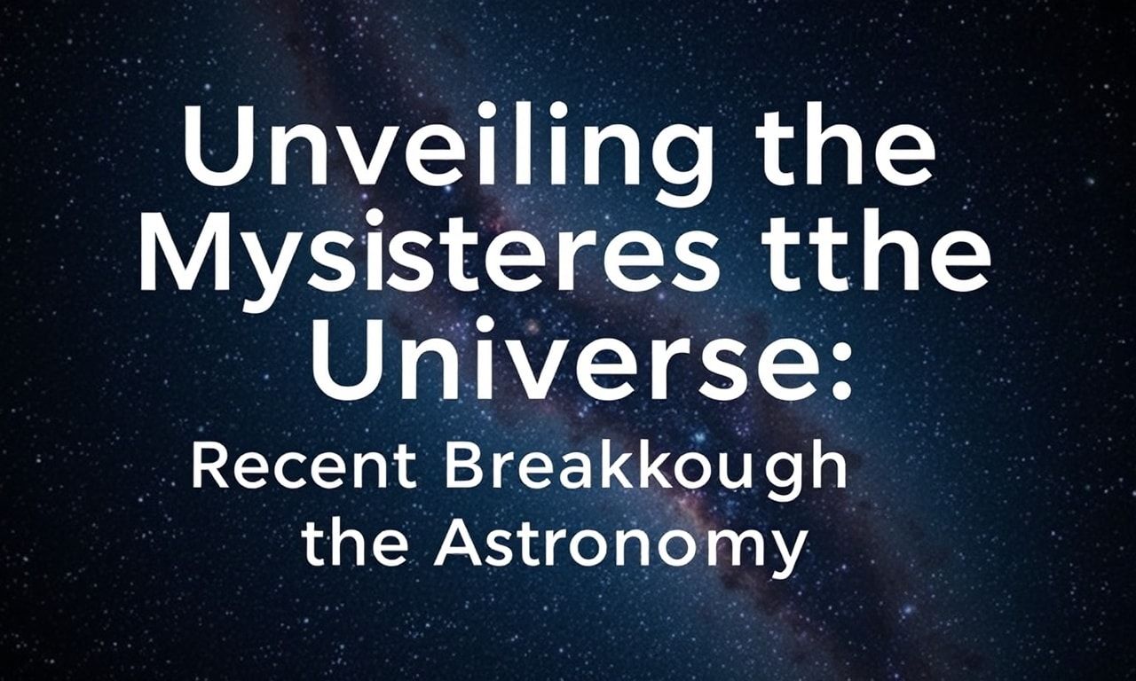 Unveiling the Mysteries of the Universe: Recent Breakthroughs in Astronomy