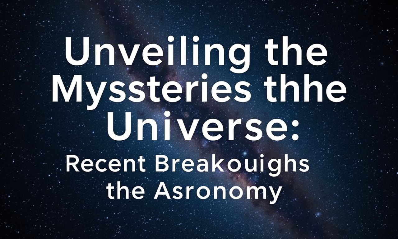Unveiling the Mysteries of the Universe: Recent Breakthroughs in Astronomy